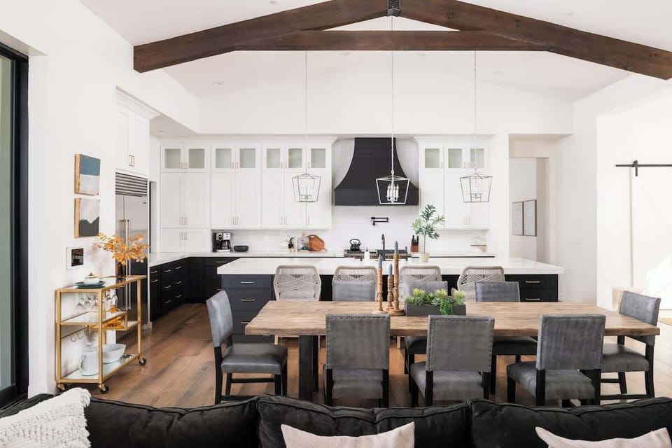 Dining table with seating for 8