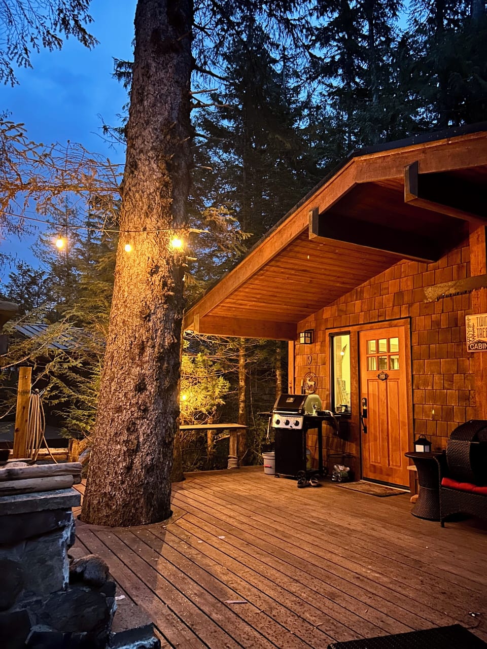 Cabin at night - string lights for cozy night vibes