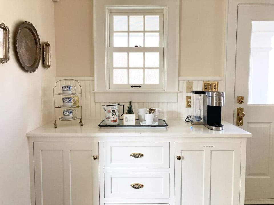 Coffee station in Boxwood House.