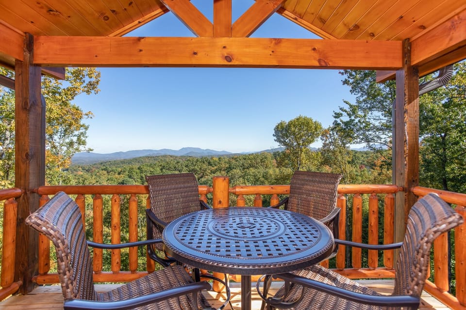 Covered deck with table and chairs