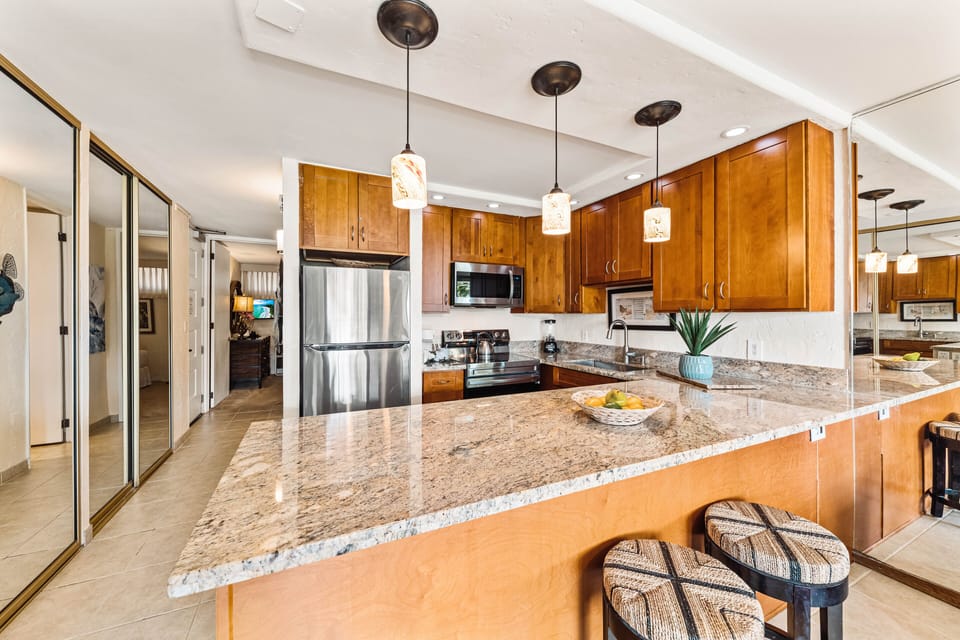Whether you're a seasoned chef or someone who enjoys simple pleasures, this kitchen is stocked to meet your every need.