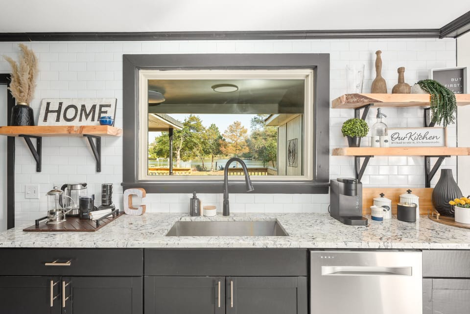 Cook with a view in this fully stocked waterfront kitchen.