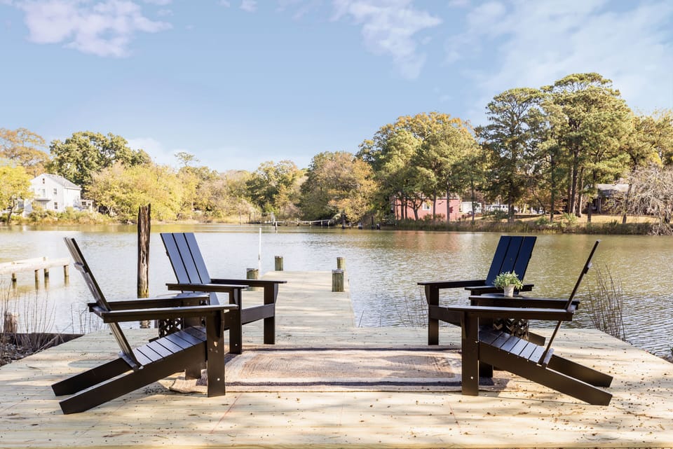 Peaceful waterfront mornings on your private dock in Portsmouth.