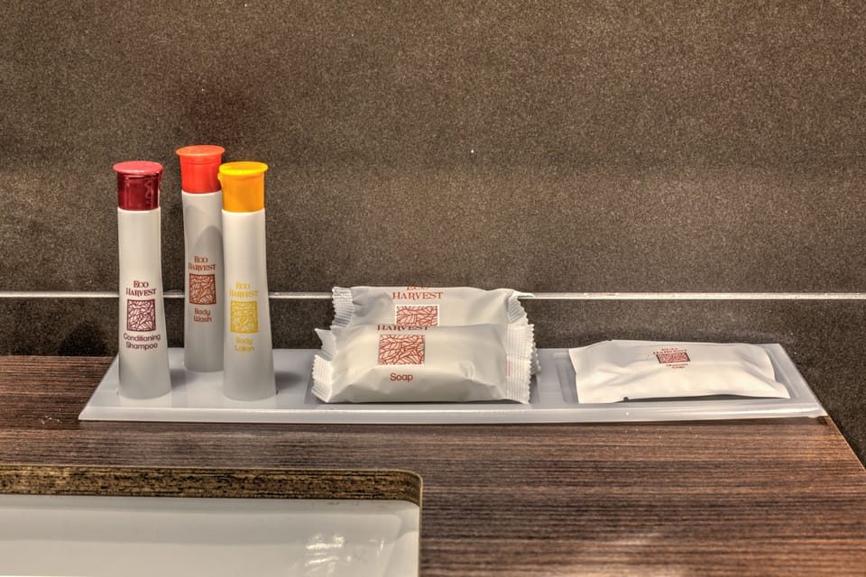 Free toiletries, hair dryer, towels