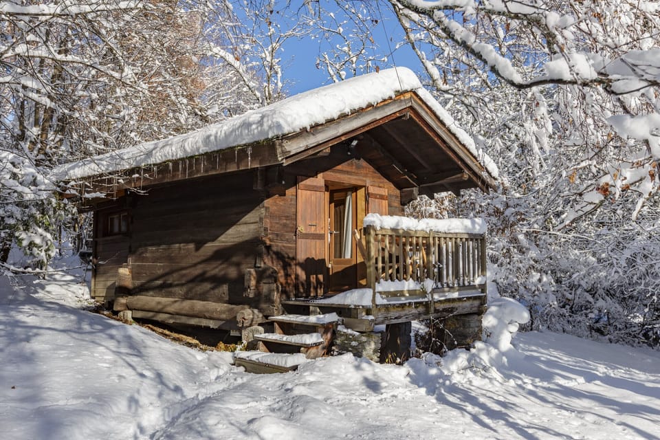 Brigitte's Mazot, snowy garden