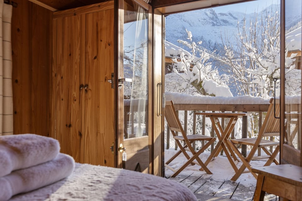 Brigitte's Mazot, snowy mountain views