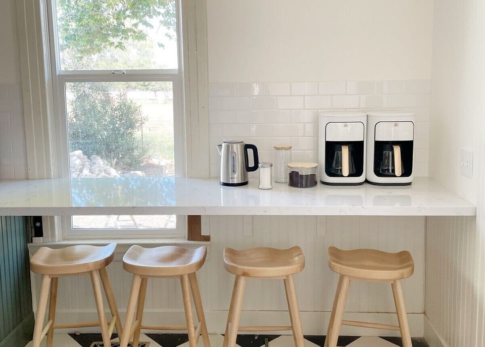 Belly up to the bar for your morning cup of joe!  We supply 2 coffee makers so there's a guaranteed cup of coffee ready for each guest when they wake up.  Not a coffee lover?  We also have a variety of tea bags and a kettle waiting for you.