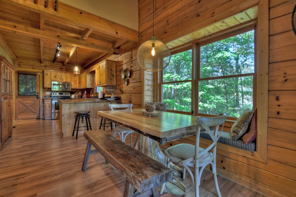 Cozy up in the window seat while you enjoy your dinner