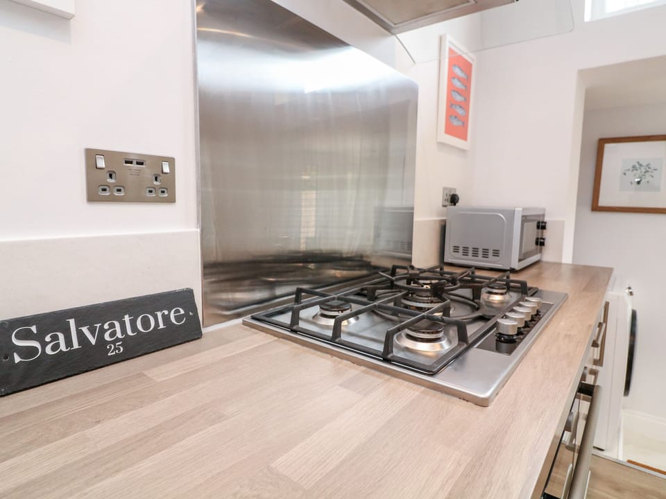 Fridge, dishwasher, cookware/dishes/utensils