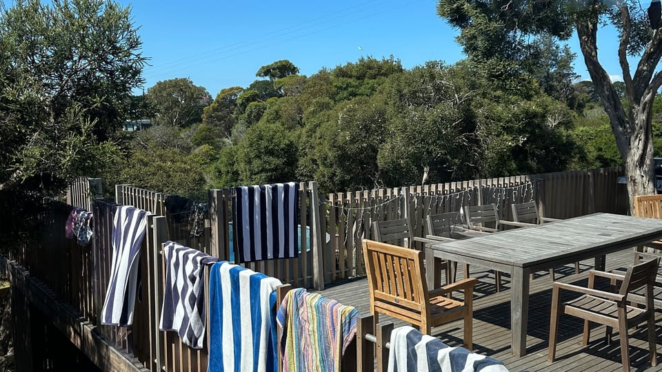Main deck with beach towels