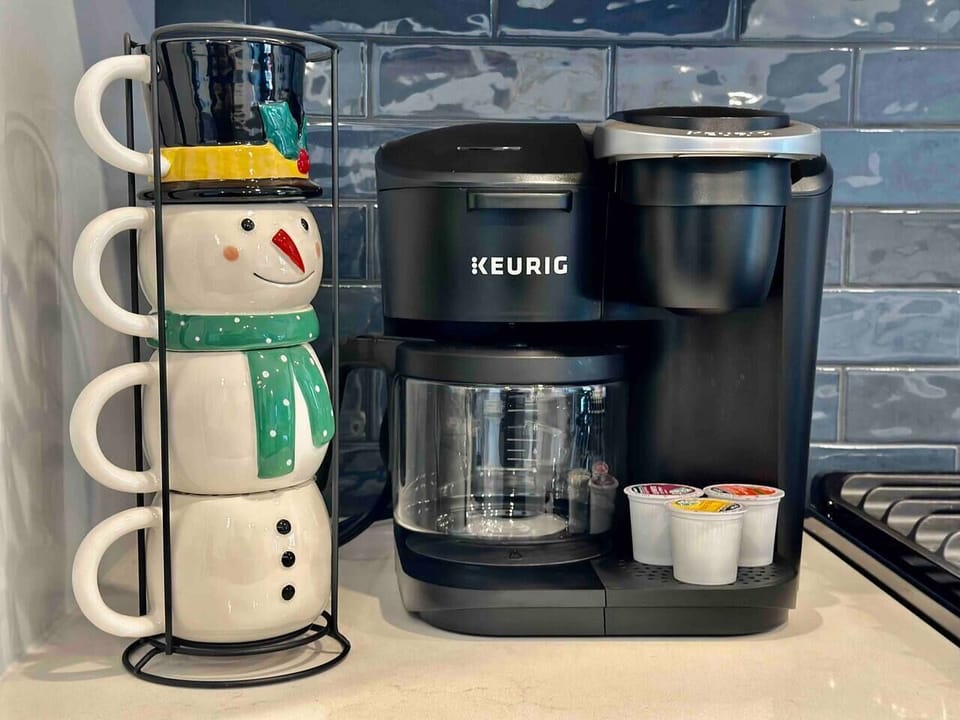 Coffee is the most important part of many people's days! That's why we provide both a keurig and drip-style coffee. Plenty of coffee, filters, creamers, and sugars for your perfect cup-of-joe.