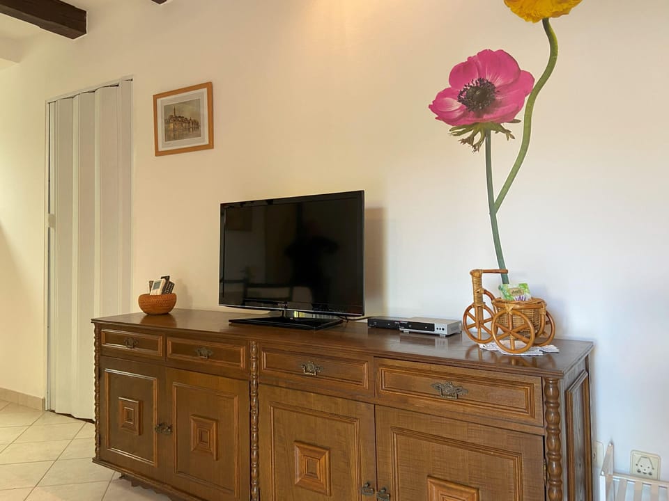 Apartment | Living area | 70-cm flat-screen TV with satellite channels