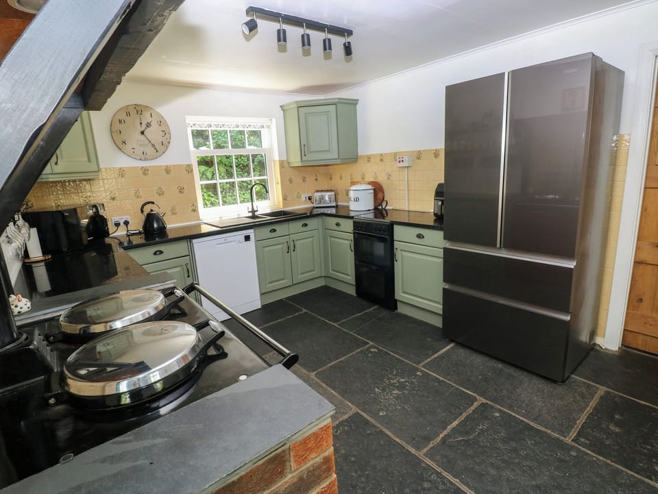 Fridge, dishwasher, electric kettle, toaster