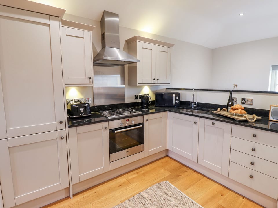 Fridge, dishwasher, electric kettle, toaster