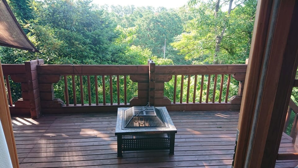 BBQ terrace. Surrounded by nature overlooking a coastal national park