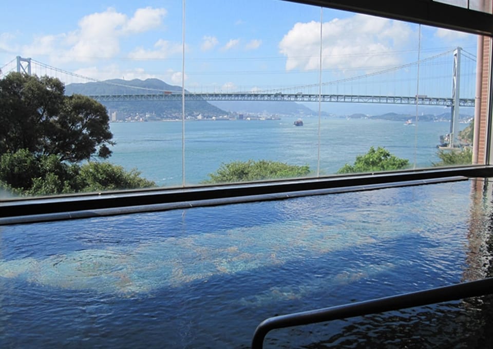 Large public bath with a view