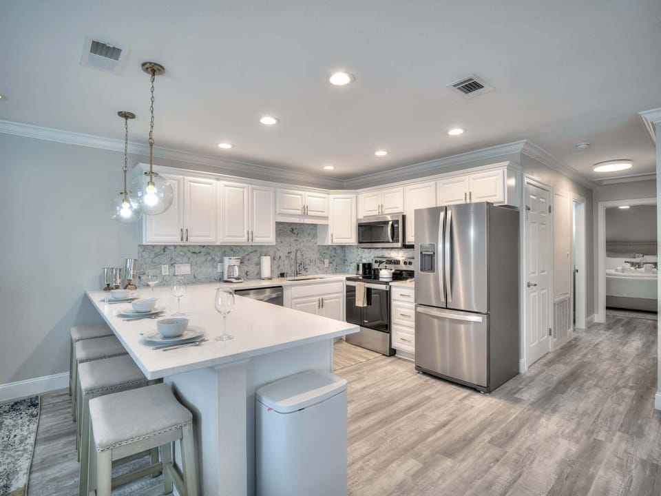 Kitchen with comfortable counter seating for 4.