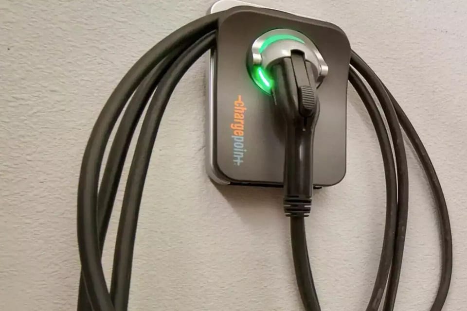 Level 2 EV charger in the garage.
