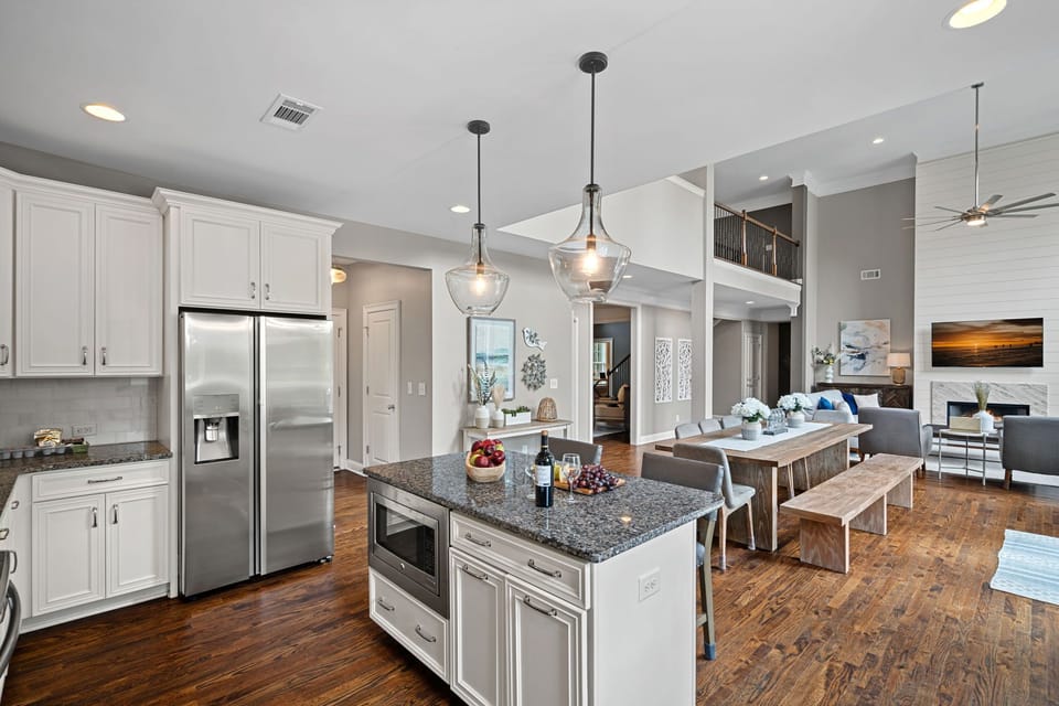 Kitchen with island seating for 2.