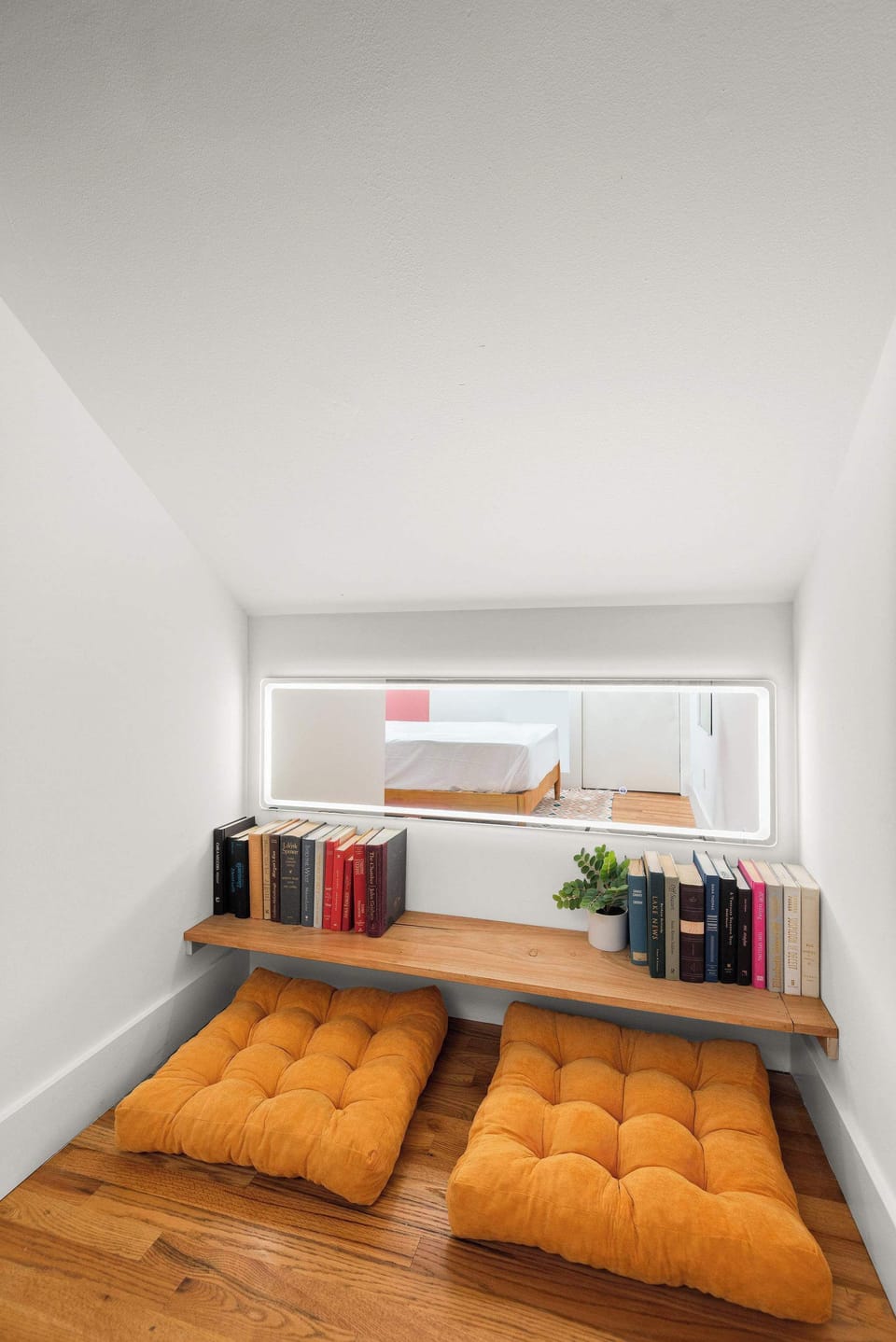 Enjoy the double floor makeup station!