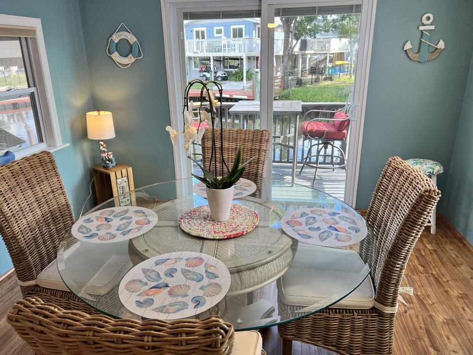 Dining area overlooking the water