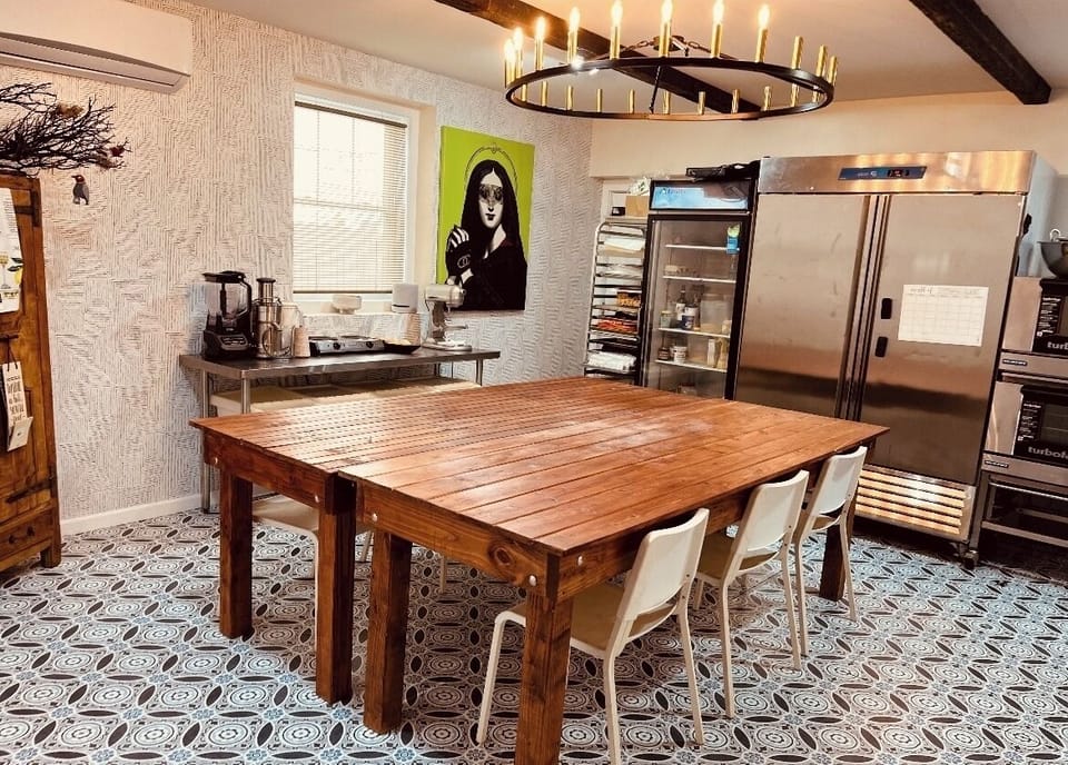 Onsite commercial kitchen for guests to book cooking classes