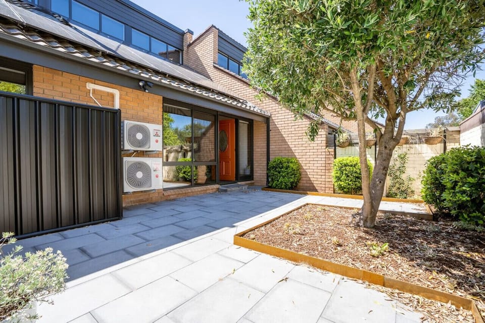 Large, private front yard with plenty of space.