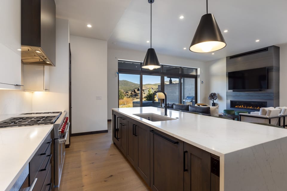 Chef's Kitchen features all luxury appliances, beverage fridge