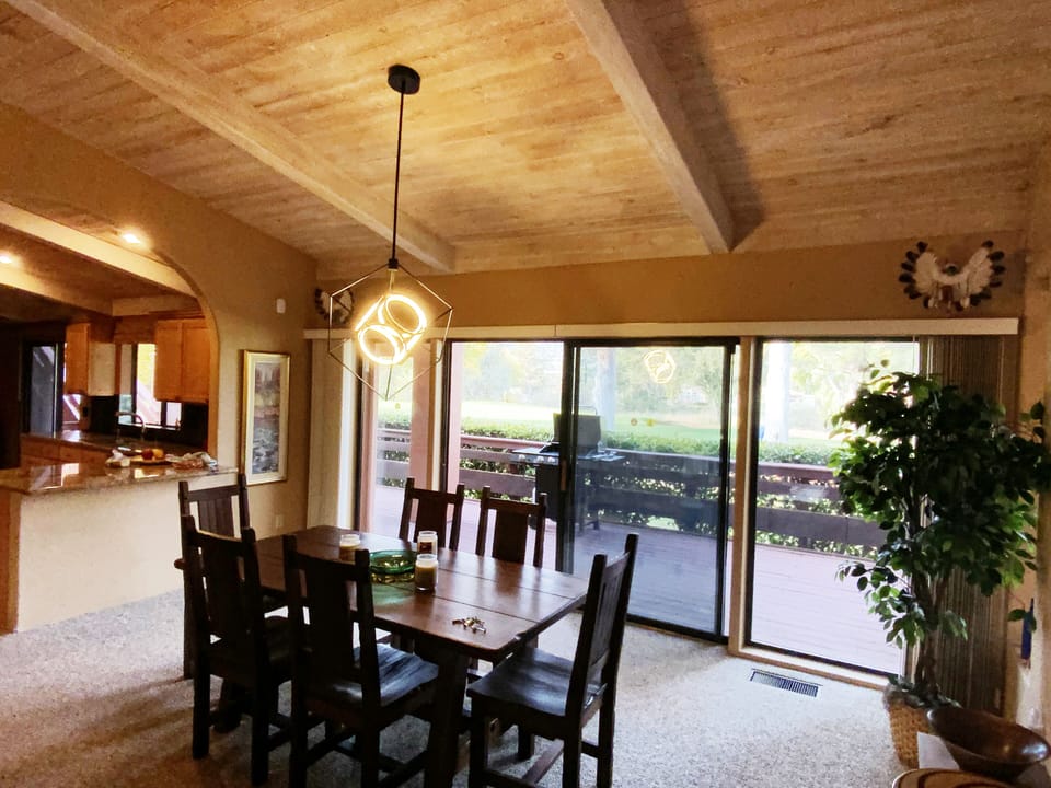 Elegant dining with golf course and mountain views...