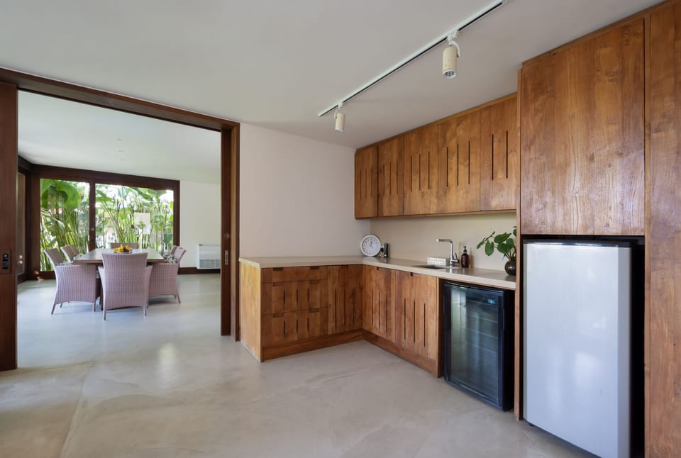 Exclusive Villa | Private kitchen | Full-size fridge, microwave, oven, stovetop