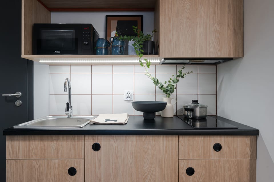 Standard Apartment | Private kitchen | Mini-fridge, microwave, stovetop, electric kettle