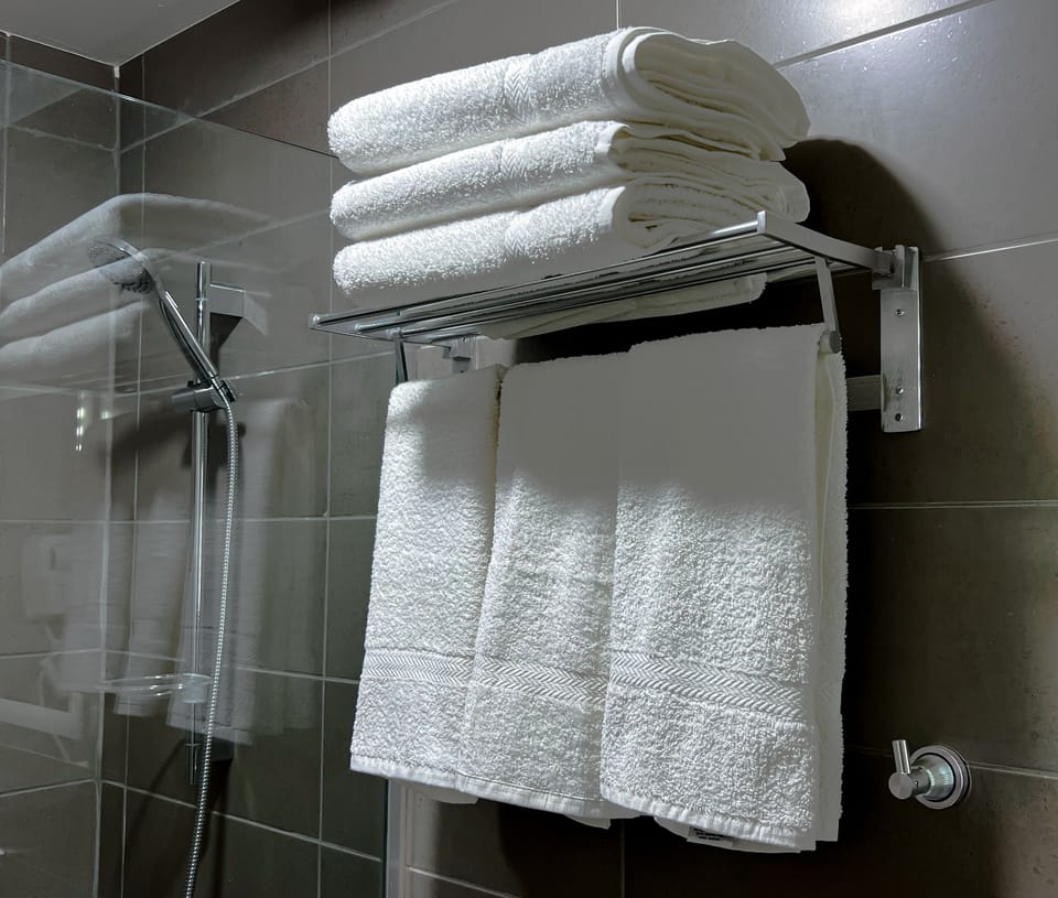 Comfort Double Room | Bathroom | Hair dryer, towels