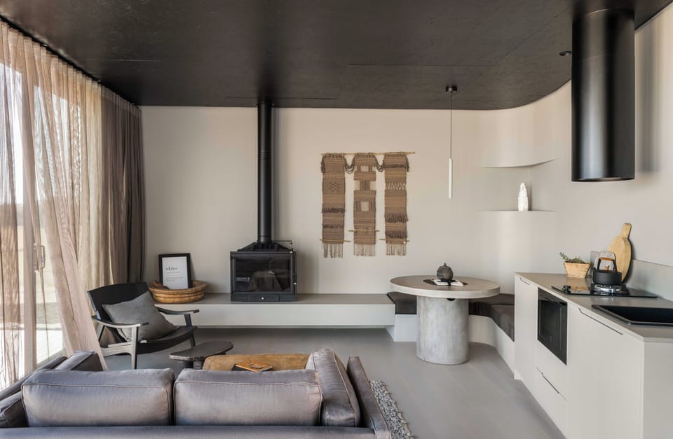 Open plan lounge kitchenette and dining