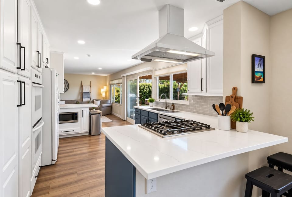 Prep at the sink while you soak in the hillside view