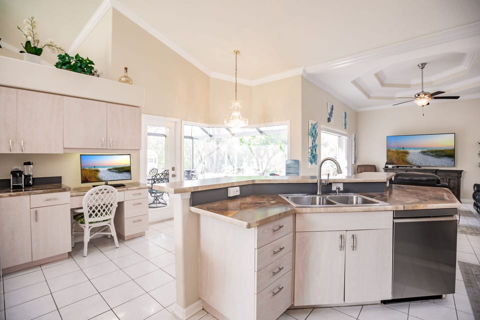 Kitchen with Computer Desk and Breakfast Nook.