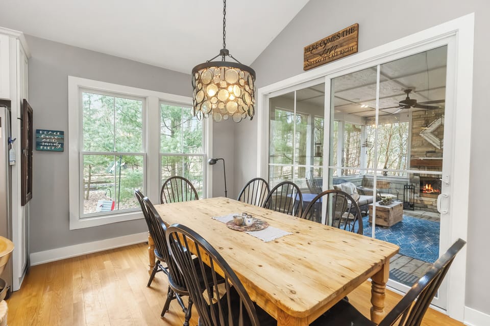 Dining space off the kitchen with seating for 8