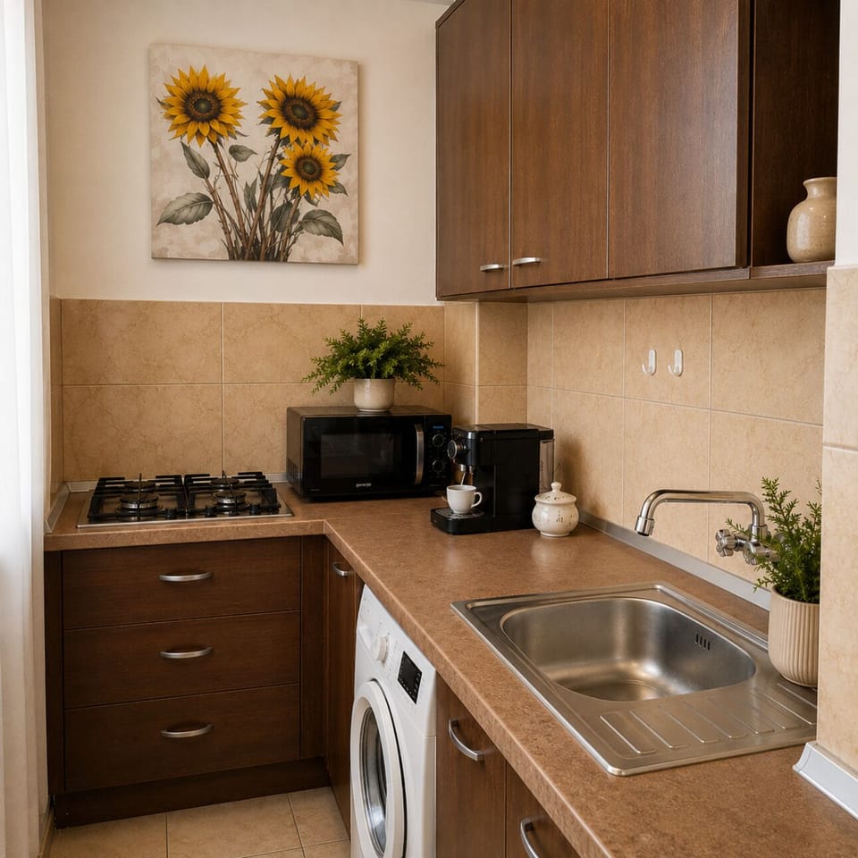 Classic Apartment | Private kitchen | Full-size fridge, microwave, coffee/tea maker, electric kettle