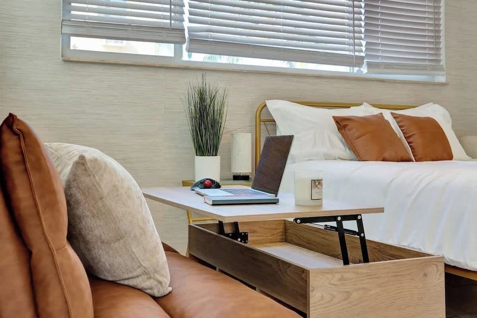 Bright and spacious studio interior.