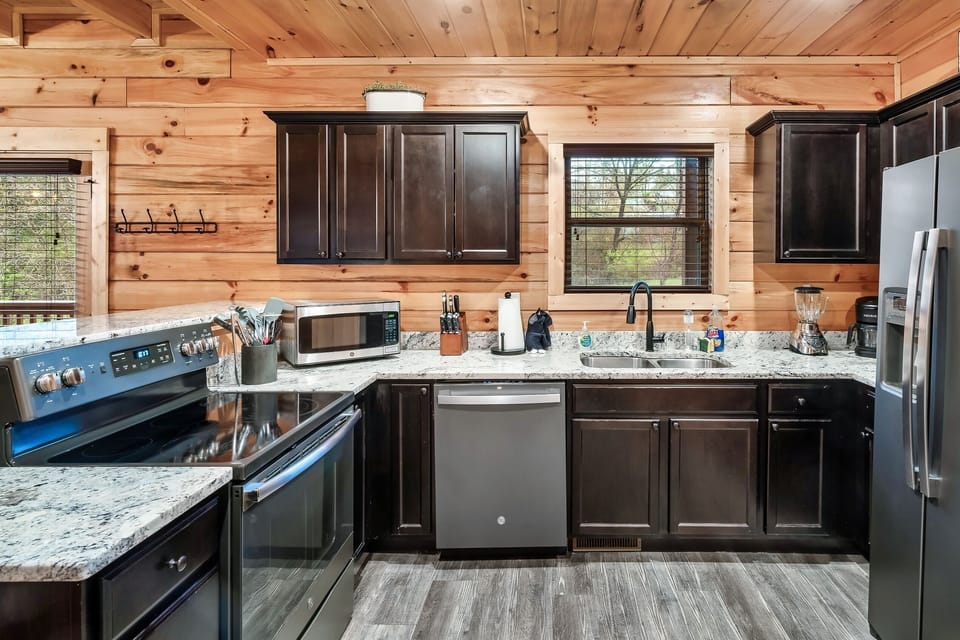 Cook delicious meals in the well stocked kitchen