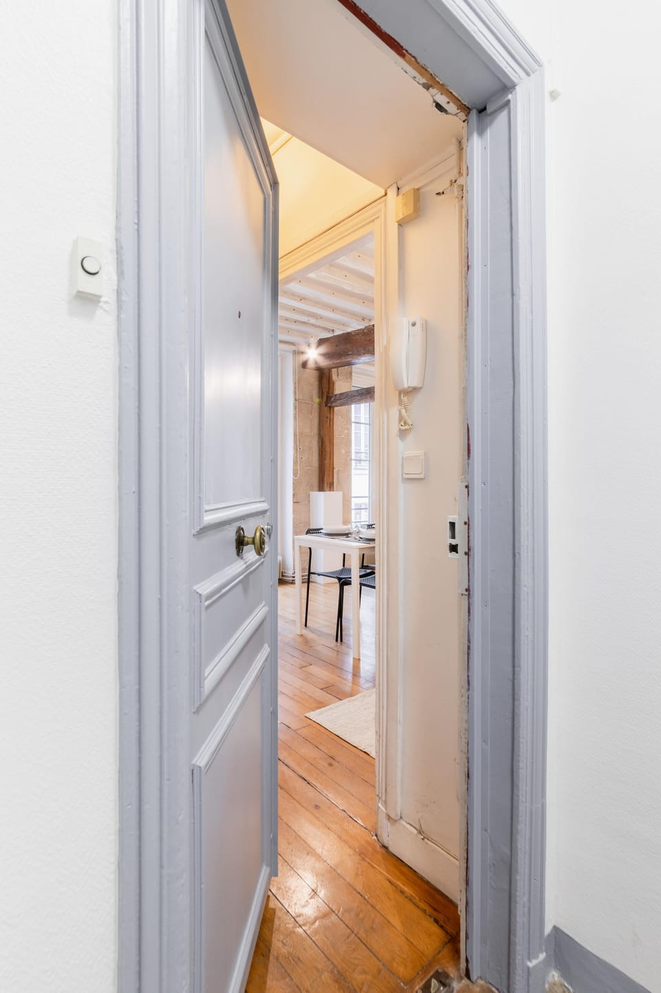 A chic entrance to your private residence! You can access it with the stairs.