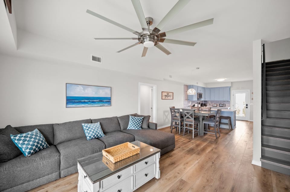 Second Floor Living Room with open floor design opening to Dining & Kitchen