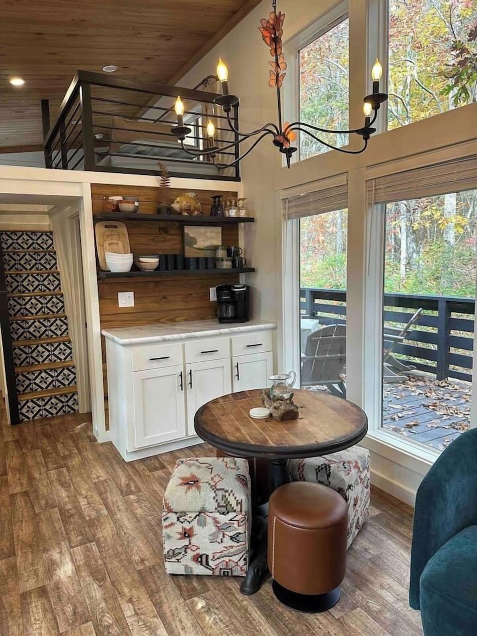 The coffee nook is located adjacent to the dining area.