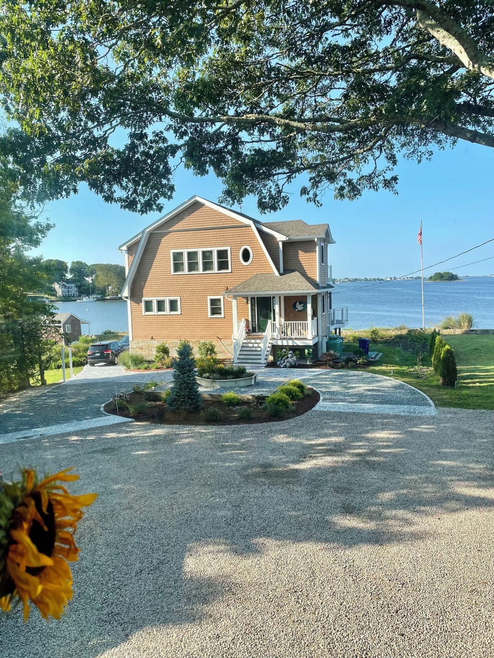 The driveway entrance