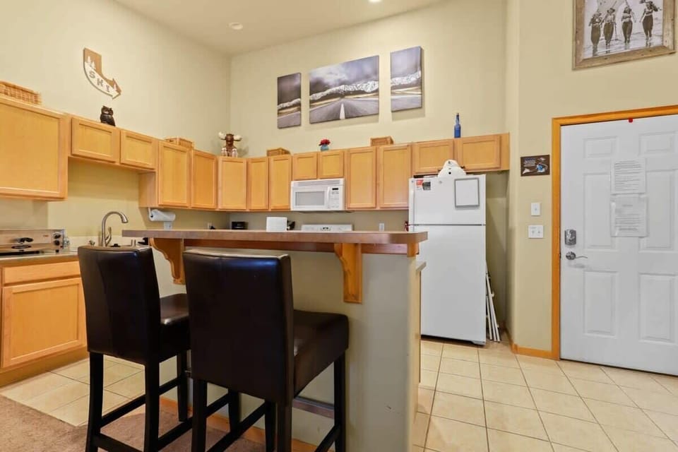A well-equipped kitchen greets you when you enter the home.
