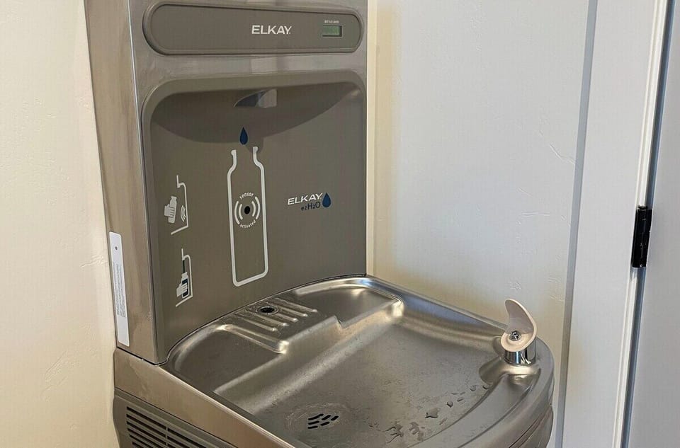 Water bottle fill station, downstairs mud room.