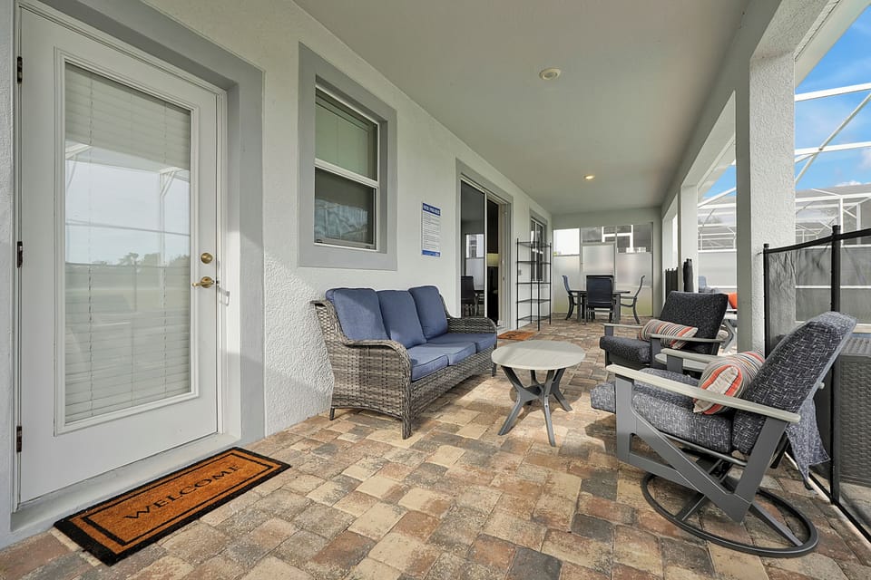 Dining-height and coffee-height tables give options for mealtimes or snacks outside.