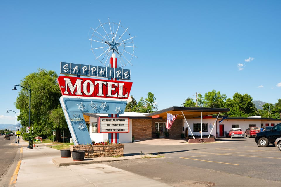 The Sapphire Motel neon marquee sign 