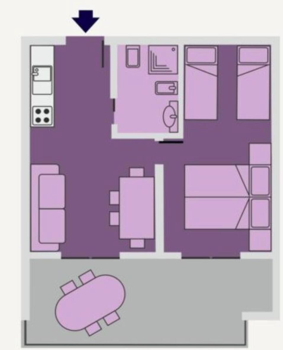 Apartment, 1 Bedroom, Terrace | Floor plan