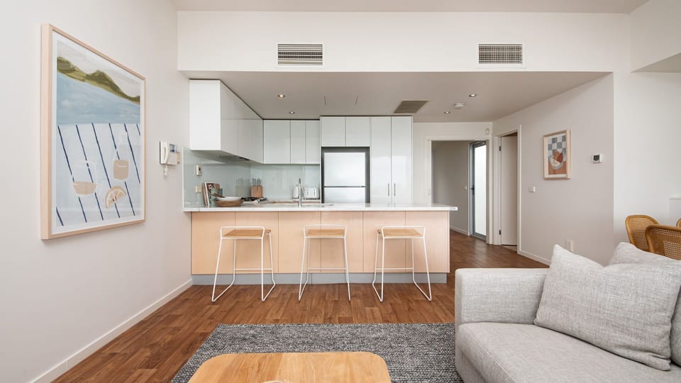 Upstairs kitchen and living space