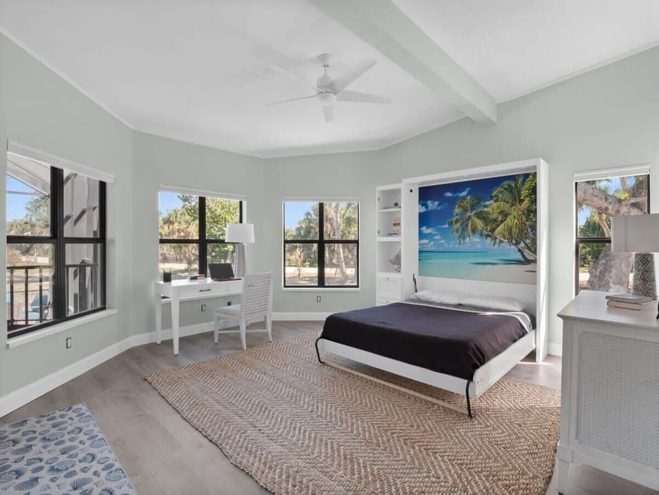 Guest bedroom two with pull down Murphy bed, also converts to office